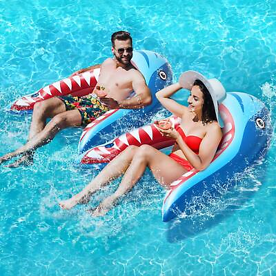 #ad SKBANRU 2 Pack Pool Floats Adult Size Pool Lounger with Cup Holder Inflatab...