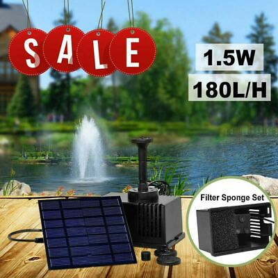 #ad Solar Panel Powered Fountain Submersible Water Pump With Filter Fish Pond Pool