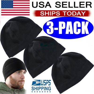 3 PACK Military Tactical Skull Cap Winter Warm Fleece Windproof Ski Beanie Hats