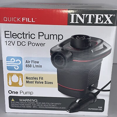 Intex Quick Fill DC Electric Air Pump 12V Car Plug Max Air Flow 21 2CFM