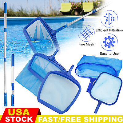 #ad Heavy Duty Pool Skimmer Leaf Rake Net Cleaning Swimming Pool Fine Mesh Netting