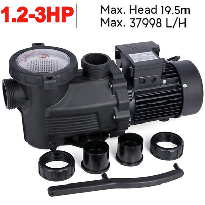 #ad 1.2 3HP High Flo Pump High Speed Swimming Pool Pump Inground 240V 1.5 2quot; Fitting