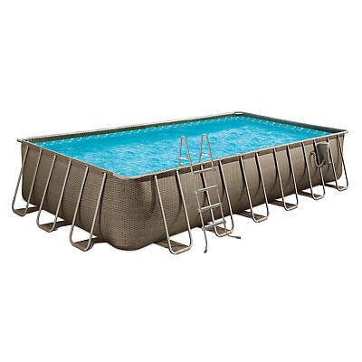 Funsicle 24#x27;x12#x27;x52quot; Oasis Rectangle Outdoor Above Ground Swimming Pool Brown