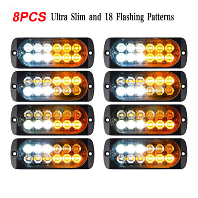Strobe Emergency Lamps 12 LED Surface Mount Flashing Lights For Truck Car Pickup