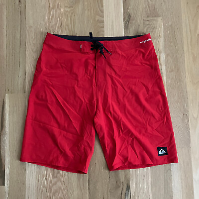 #ad Men#x27;s NWOT Quiksilver High Line 4Way Stretch Board Shorts Red Size 33