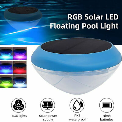 #ad RGB Solar LED Floating Light Colorful Swimming Pool Pond Underwater Bright Lamps