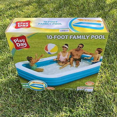#ad Play Day Inflatable 10 Foot Rectangular Family Swimming Kiddie Summer Pool NEW