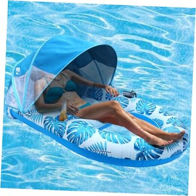 #ad #ad Pool Lounge Float with Canopy UPF50Extra Large Pool Floats for Adults Blue