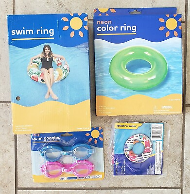 Pool Swimming Accessories Inflatable Swim Rings Goggles New