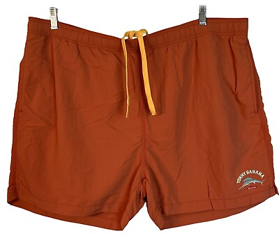 #ad TOMMY BAHAMA Swimsuit Mens XXL Swim Trunks Elastic Waist High Rise Pocket Orange