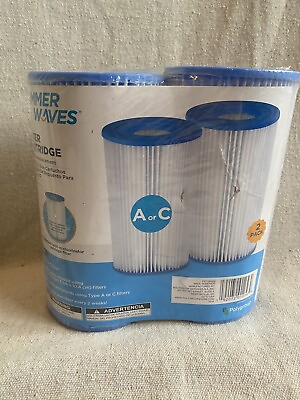 #ad SUMMER WAVES Polygroup POOL FILTER CARTRIDGE 2 PACK A or C Type Replacement A C
