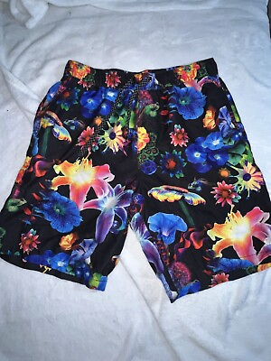 #ad Empyre Swim Trunks Boardshorts Men#x27;s Size S Small Neon Floral Pockets