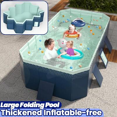 #ad Foldable Large Rectangular Above Ground Outdoor Swimming Pool Adult Kiddie Pool