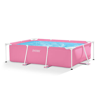 #ad Intex 86quot; x 23quot; Outdoor Rectangular Frame Above Ground Swimming Pool Pink