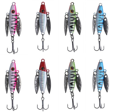 #ad #ad 8PCS Bass Winter Ice Glow Fishing Lures Spoons 7.3g Metal Luminous Spinnerbait