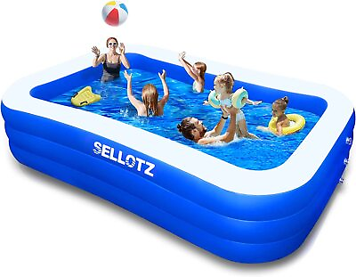 SELLOTZ Inflatable Pool 120quot; X 72quot; X 22quot; Oversized Thickened Swimming Pool
