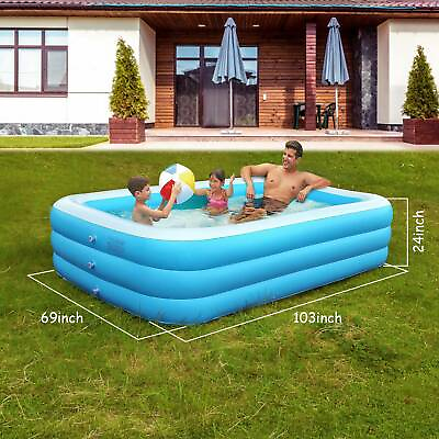 103#x27;#x27; Summer Family Backyard Inflatable Swimming Pool Kids Paddling Pool Swim