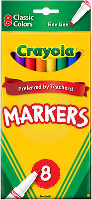 #ad Crayola Fine Line Markers In 8 Classic Colors. Draw Small Designs In A Thin Con
