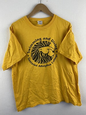 Gilden Swimming And Diving College Tee Mens Yellow Large Short Sleeve T Shirt