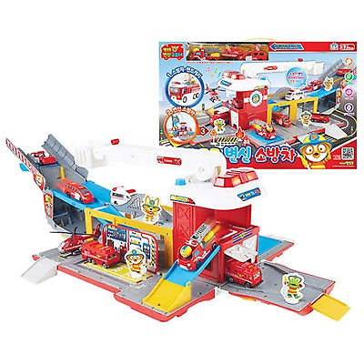Pororo Fire Engine Transforming Fire Station Mini Car Role Play Set Kids Toy