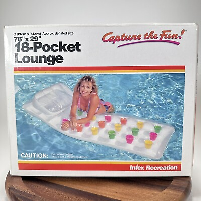 #ad Vintage Intex 18 Pocket Lounge 1988 Pool Float “CAPTURE THE FUN ” NOS Sealed