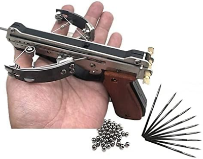 Mini Crossbow Pistol Portable and Powerful Shoots Steel Balls and Arrows P
