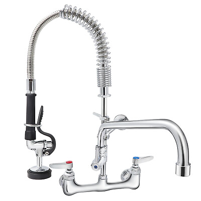 VEVOR Commercial Faucet Wall Mount Kitchen Sink Pre Rinse Sprayer 25quot; Height