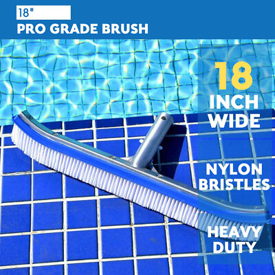 #ad 18quot; Swimming Pool Wall Floor Brush w Nylon Bristles amp; Aluminum Plastic Back