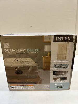 #ad Intex Dura Beam Deluxe Air Mattress 18quot; Twin w Built In Electric Pump