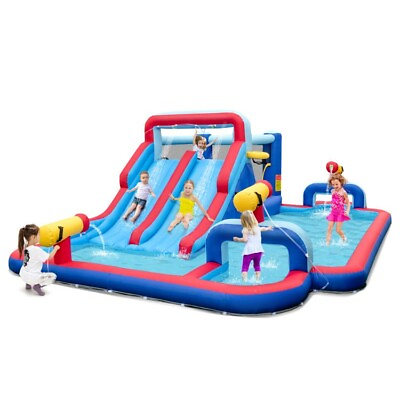 #ad Inflatable Water Slide Park Kids Backyard Outdoor Splash Pool Fun without Blower