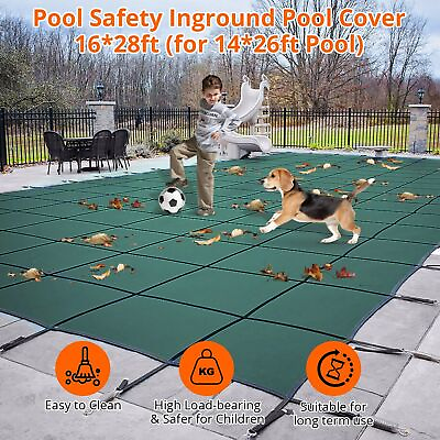 #ad Inground Pool Safety Cover 16 x 28 ft Ultra Dense Winter Pool Cover with Anchors