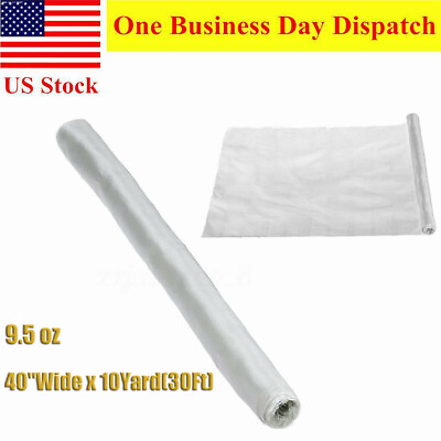 10M x 1M Fiberglass Cloth White Fabric 9.5 Ounce x 40quot; Wide x 10 Yard 30Ft Roll