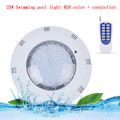 #ad AC 12V 25W Underwater Swimming Pool Spa LED Light Color Change Lamp with Remote