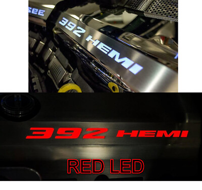 Polished Fuel Rail Covers w Red LED Inlay for 2011 2022 6.4L 392 Automatic