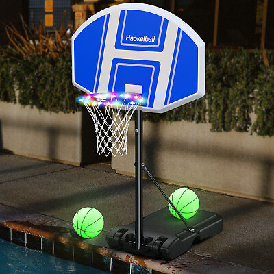#ad #ad Swimming Poolside Basketball Hoop 41quot; 59quot; Adjustable Height w Light Pump
