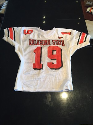 #ad Game Worn Used Oklahoma State Cowboys Football Jersey #19 Sports Belle L XL