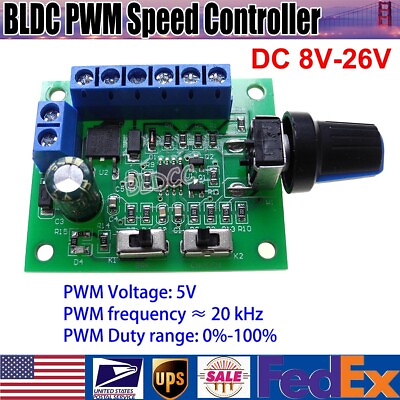#ad DC 12V 24V Brushless DC Motor Speed Regulator DC 8 26V BLDC PWM Speed Controller