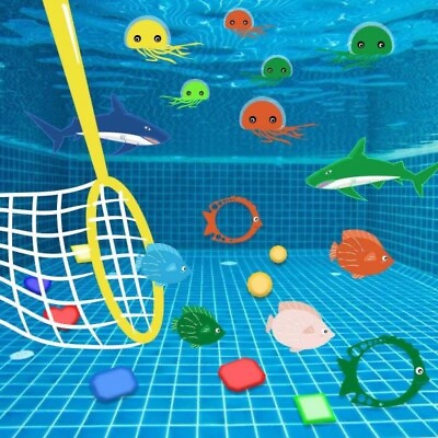 #ad 36 Piece Jumbo Diving Pool Toy Set with Storage Bag Fun Water Toys Swimming Bath