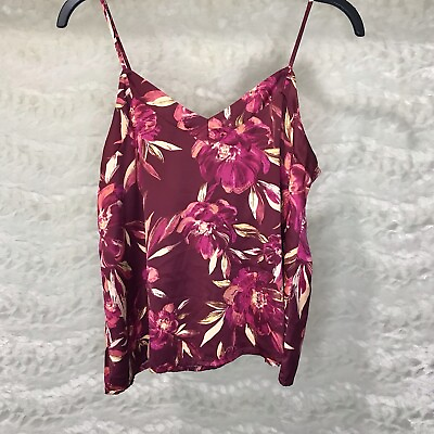 #ad #ad Stars Above M Maroon Pink Floral Silky Camisole