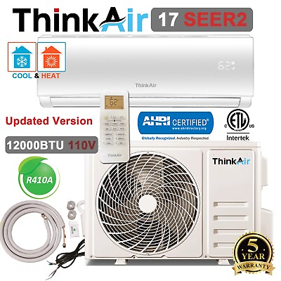 #ad 12000 BTU Mini Split 17 SEER2 Ductless Air Conditioner AC Heat Pump 1 Ton 110V