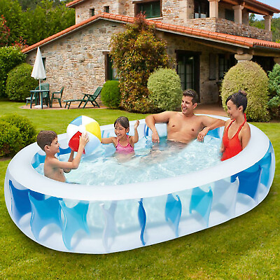 #ad Inflatable Pool Above Ground Swimming Pool for Kiddie Kids Family 22quot;Deep 90x60quot;