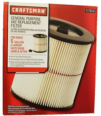 Craftsman 9 17816 OEM Filter Fits Current Craftsman Vacuums 5 Gallons and Above
