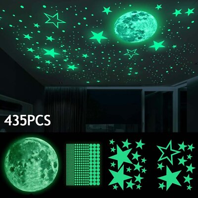 435pcs Glow In The Dark Luminous Stars amp; Moon Wall Stickers Decal Kid Room Decor