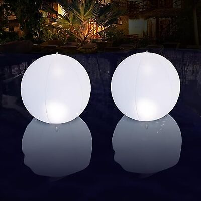 #ad Floating Pool Lights Solar Powered 1 PCS 14 Inch Color Changing Led Glow Glo...