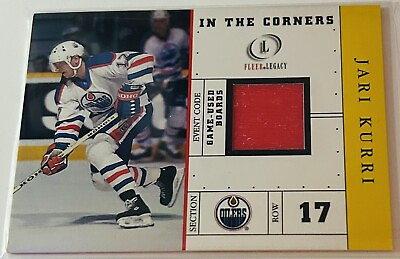 #ad Jari Kurri 2001 02 Fleer Legacy In the Corners #2 Game Used Boards Oilers