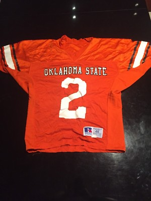 #ad Game Worn Used Oklahoma State Cowboys Football Jersey #2 Russell Size 46