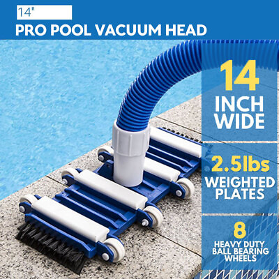 #ad #ad 14quot; Weighted Flexible Pool Vacuum Head w Side Brushe Inground Pool Suction