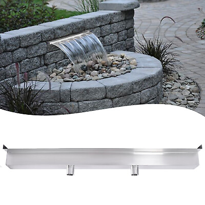 35.4In Wall Mounted Waterfall Stainless Pool Waterfall Spout Fountain 110 120V