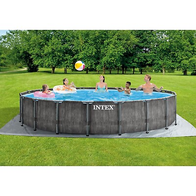 #ad Intex Greywood Prism Frame 18#x27;x48quot; Round Above Ground Outdoor Swimming Pool Set