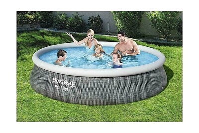 #ad Bestway Round Swimming Pool Rattan 530 Gal Filter Pump Set Easy To Assemble New